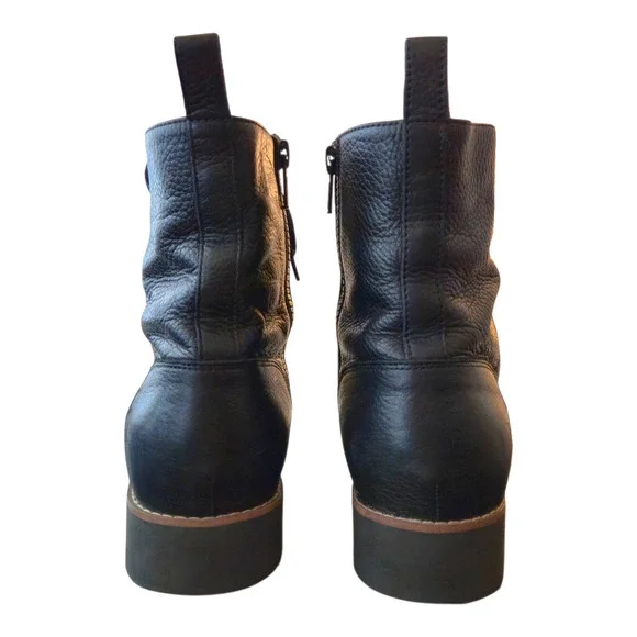 Vionic Lani Black Leather Lace Up Boots Size 9.5 Low Heel Comfort Edgy Grunge - Picture 5 of 10